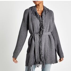 NWOT Splendid Cora Fringe Cardigan gray XS